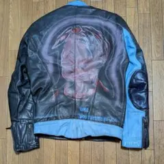 ライダースジャケット セミダブル レザージャケット カスタムペイント ブラック