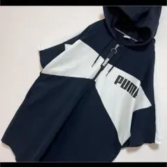 PUMA チュニック カットソー 半袖 フーディ ロング丈 ハーフジップ Lのサムネイル