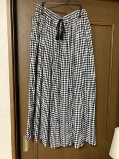 ギンガムチェック プリーツロングスカート M