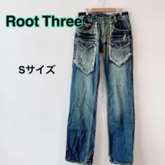 デニムパンツ ダメージ〖Root Three〗S  メンズ フリンジ ⭐️美品⭐️