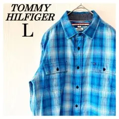 長袖 カジュアル シャツ トミーヒルフィガー ネルシャツ チェック柄 Lメンズ