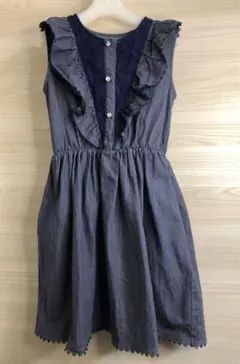 axes femme kidsデニムフリルワンピース 140