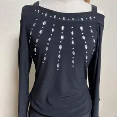 社交ダンスオフショルダー ビジュー付き Ｍ