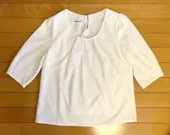 7部丈ブラウス　Uネック　白