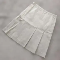 b3877 23区【40】ライトグレー プリーツスカート 膝丈 日本製