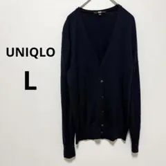 UNIQLO ユニクロ カーディガン 薄手 毛100 リブ袖 レディース L