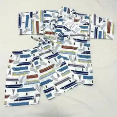 和ごころじんべい 電車柄 甚平上下セット 110 男の子 男児 綿100