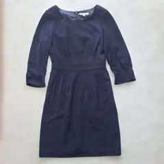 【美品】PROPORTION　ネイビー　七分袖　ワンピース
