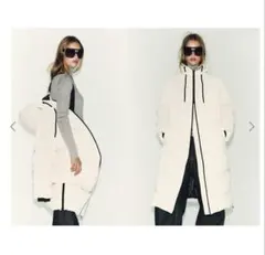 ★新品今季ZARAロングダウンコートLタグ付ショルダーストラップ付★