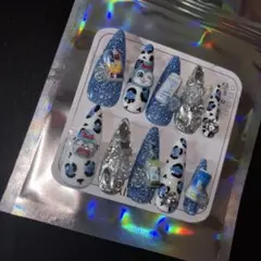 #30ブルーフラッシュ レオパ ヒョウ柄 キャラクター 埋めつくし ネイルチップ