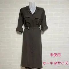 美品 FUN カーキ ウエスト ロングワンピース