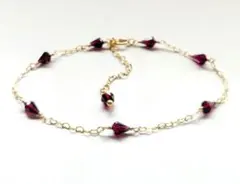 14kgf ブレスレット ガーネット チェーン ブレスレット
