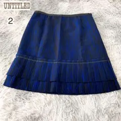 アンタイトル【M】膝丈スカート 裾ティアード ストライプ風 フレア 可愛い