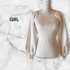 GRL スクエアネックパワショルニットトップス クリーム F