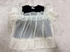 branshes ドット柄フリルTシャツ ブラック 130のサムネイル