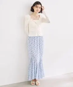 【完全未使用タグ付き】 COCO DEALフラワープリント フレアロングスカート