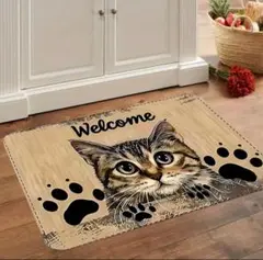 ④【新品未使用品】可愛い猫柄マット 玄関マット　バスマット　肉球