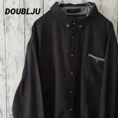 C2538 DOUBLJU 長袖シャツ コットン 2XLブラック 海外古着