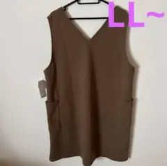 新品☆ゆったりサイズLL☆2way チュニック　ジャンスカ　ブラウン系