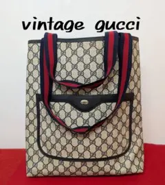 美品 極希少！Gucci シェリーライン トートバッグ ネイビー オールドグッチ
