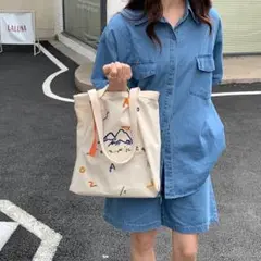 キャンバストートバック　刺繍　ショルダーバック　431