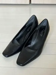 FAUVE REGALブラック スクエアトゥ ヒール 23cm パンプス