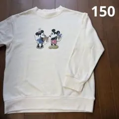 ミッキー ミニー プリント クリーム　トレーナー 150