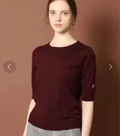ドレステリア★バーガンディ ウール 五部袖ニット「36」のサムネイル