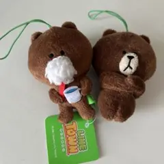 LINE TOWN クマ ブラウン　マスコット ぬいぐるみ　2個セット