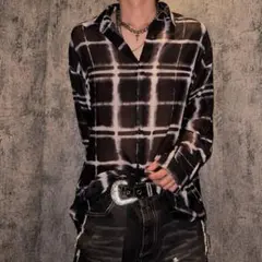 オンブレ チェック シャツ長袖 グランジ山田蓮 常田大希 木村拓哉 y2k