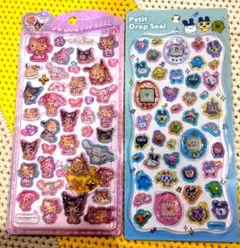 日焼けサンリオ うるちゅるポップシール、ボンボンドロップシール たまごっちセット