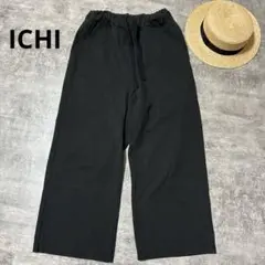 ICHI イチ　ヘビー天竺コットンリラックスイージーパンツ　ブラック