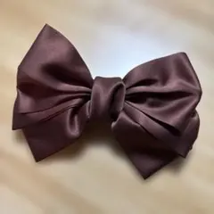 バレッタ　ブラウンリボン　ヘアアクセサリー