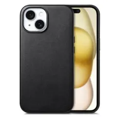 MagSafe対応【iPhone16スマホケース】 ブラック(黒) レザー 薄型