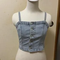 デニムボタン付きクロップドトップ
