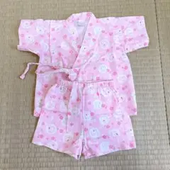 かわいいウサギ柄 甚平90cm ピンク 女の子 夏祭り 涼しい 着心地◎