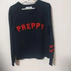 PREPPY ロゴ入り ネイビー セーター