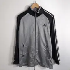【adidas】アディダス トラックジャケット ジャージ 袖ロゴ 黒×グレーのサムネイル