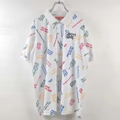 未使用級】BEAMS GOLF ビームスゴルフ ハンバーガー総柄 ポロシャツ