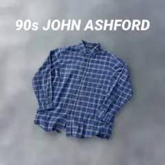 好配色 ブルー×グレー ネルシャツ 90s JOHN ASHFORD sizeLのサムネイル