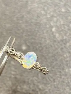 キラキラ遊色 エチオピア産 カットオパール リング K18WGGP