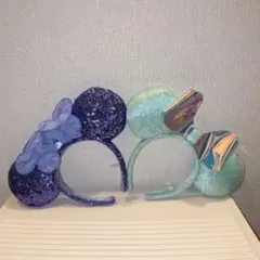 ディズニー ミニー スパンコール カチューシャ 2点 ブルー　パープル　サマー