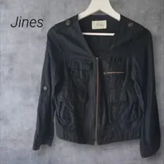 Jines ブラック ノーカラージャケット レディース
