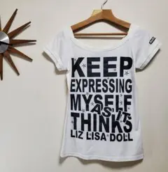 リズリサドール英字Tシャツ 平成ギャル 肩出しトップス y2kのサムネイル