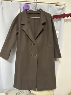 ブラウン ダブルブレスト ロングコート Fサイズ
