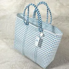 未使用【Letra】レトラ メルカドバッグ Sサイズ ブルー×ホワイト