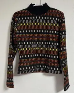 ZARA ザラ ニット トップス 長袖 ハイネック 総柄 S