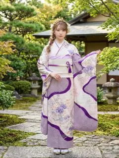 振袖フルセット　やまと　絞り　紫　ピンク　袋帯全通　成人式　お値下げ交渉⭕️