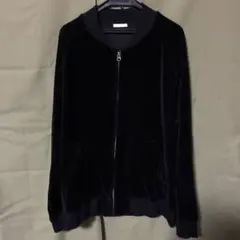 GU ベロア　ジップアップ　ブルゾン　ブラック　XL 2L