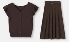 GU 2WAY ダークブラウン スカートセットアップ L/XL